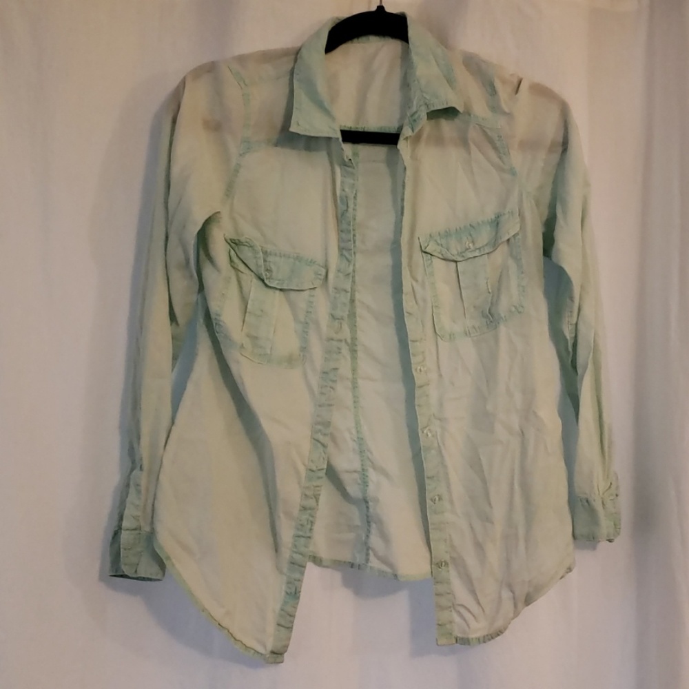 Small Light green button up shirt